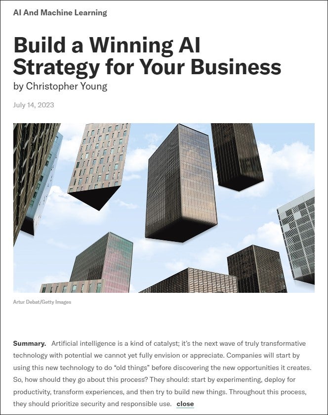 HBR - Build a winning AI strategy for business