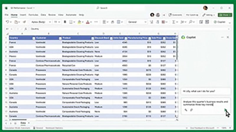 Colpilot in Excel analysing data for trends