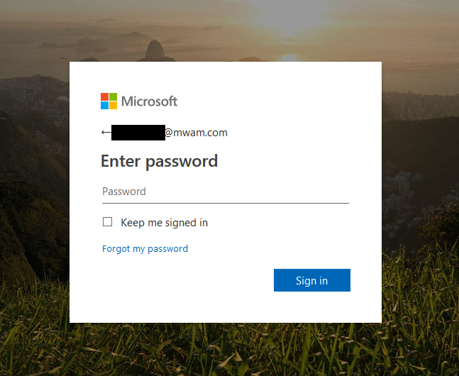 Figure 3 – Fake Outlook landing page with pre-filled username