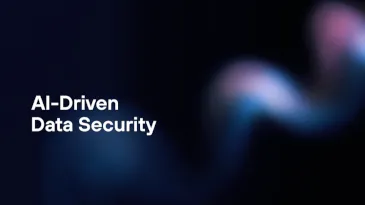 A dark textured background with the words "AI-Driven Data Security" in white